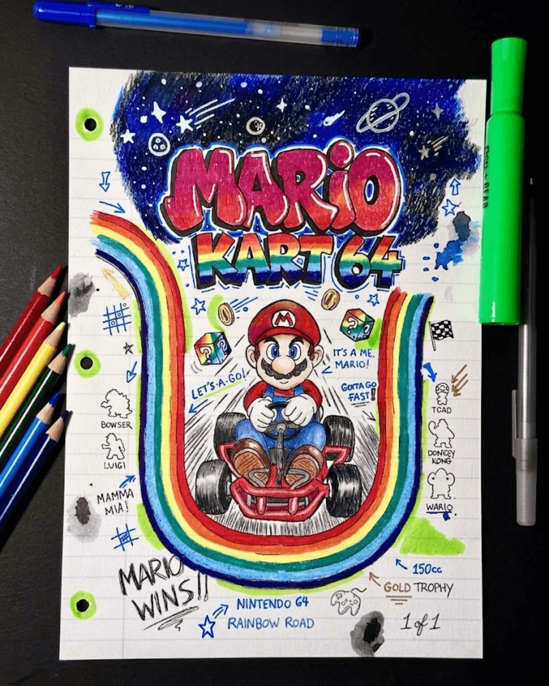 Rainbow Road (Mario Kart 64) One-of-One Illustration by Mr. Illuminati